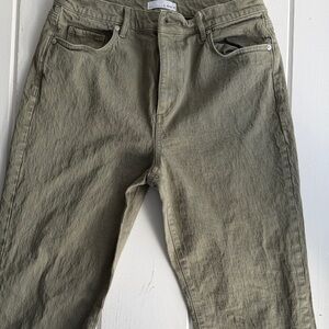 Loft Straight Crop Olive Green Jeans